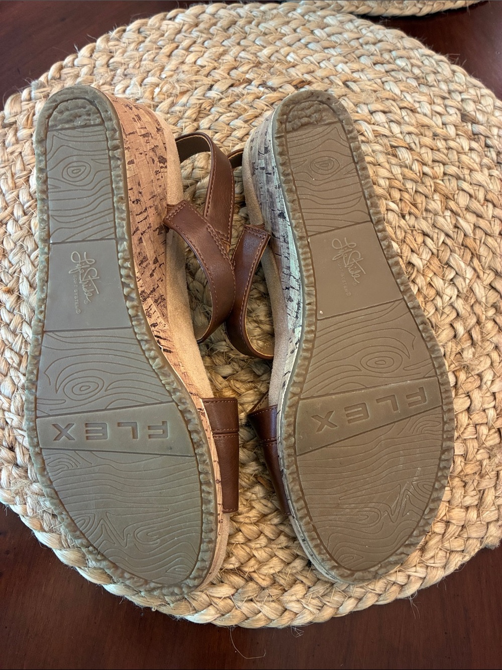 Life Stride Brown Strappy Slingback Wedge Sandals - Picture 3 of 5